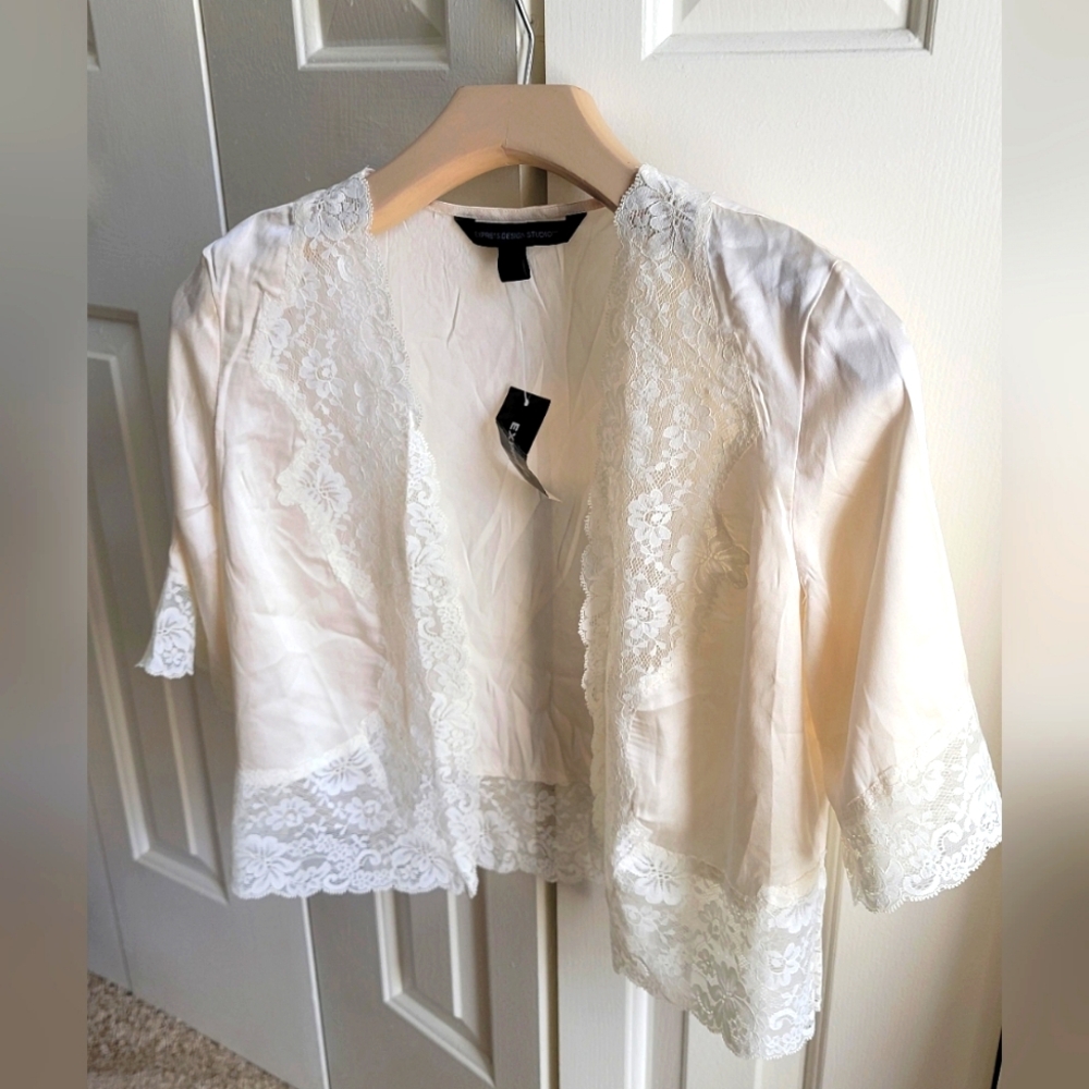 Elegant Cream Lace and Silk Top